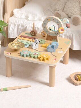 Montessori Wooden Activity Table Baby Learning Toy Busy Board New